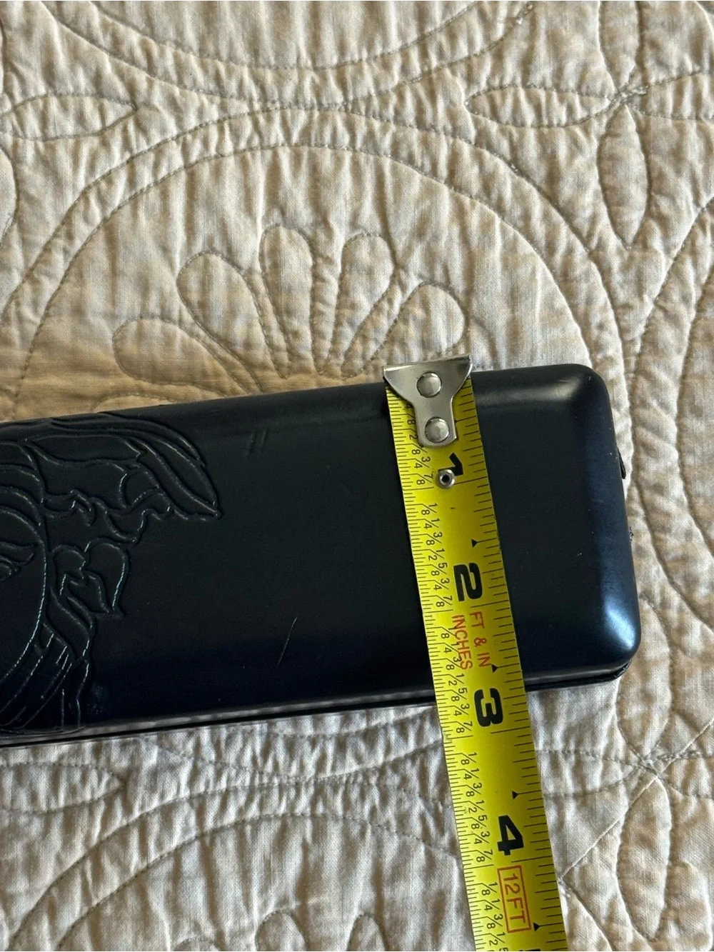 Black Versace Eyewear Sunglass Case with Embossed Medusa Face Motif